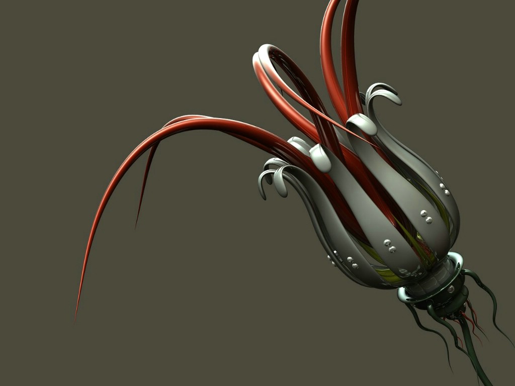 3D 機械鮮花 機器花壁紙